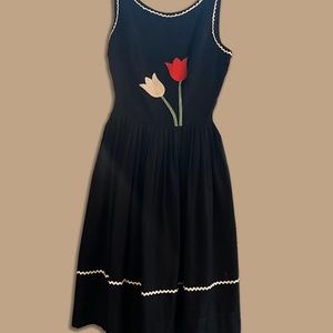 Vintage Dress With Applique and Grosgrain Trim